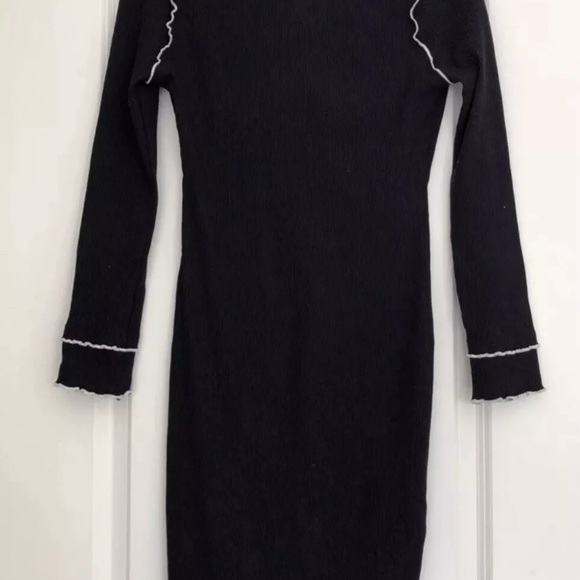 Nordstrom Topshop Lettuce Trim Body Con Midi navy Dress size 8 - Picture 2 of 5